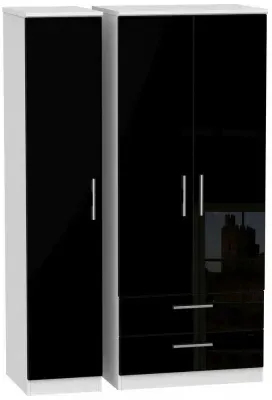 Knightsbridge 3-Door Triple Wardrobe with Storage - Black