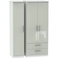 Knightsbridge 3-Door Triple Wardrobe with Storage - Cashmere