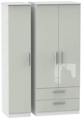 Knightsbridge 3-Door Triple Wardrobe with Storage - Cashmere