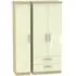 Knightsbridge 3-Door Triple Wardrobe with Storage - Cream