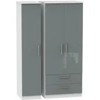 Knightsbridge 3-Door Triple Wardrobe with Storage - Grey