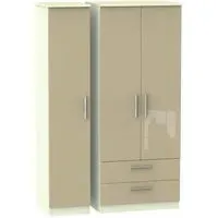Knightsbridge 3-Door Triple Wardrobe with Storage - Mushroom