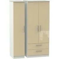 Knightsbridge 3-Door Triple Wardrobe with Storage - Mushroom