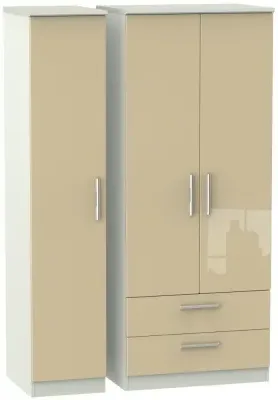 Knightsbridge 3-Door Triple Wardrobe with Storage - Mushroom