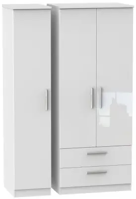 Knightsbridge 3-Door Triple Wardrobe with Storage - White