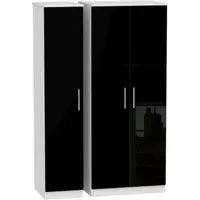 Knightsbridge 3-Door Wardrobe - Black, High Gloss
