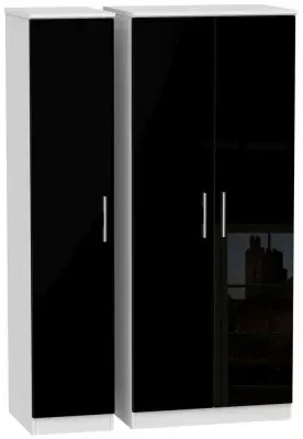 Knightsbridge 3-Door Wardrobe - Black, High Gloss image