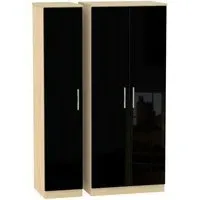 Knightsbridge 3 Door Wardrobe - Black, Oak