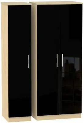 Knightsbridge 3 Door Wardrobe - Black, Oak image