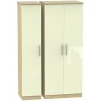 Knightsbridge 3 Door Wardrobe - Cream, Oak