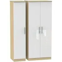 Knightsbridge 3 Door Wardrobe - White, Oak