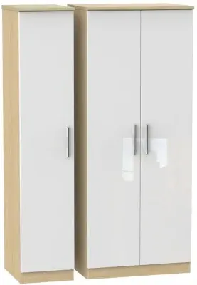 Knightsbridge 3 Door Wardrobe - White, Oak