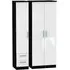 Knightsbridge 3-Door Wardrobe with 2 Drawers - High Gloss White, Black
