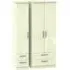Knightsbridge 3 Door Wardrobe with 4 Drawers - Cream, Gloss