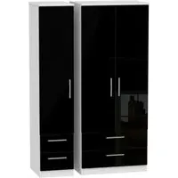 Knightsbridge 3-Door Wardrobe with Drawers - Black, White