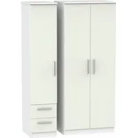 Knightsbridge 3-Door Wardrobe with Drawers - Cashmere