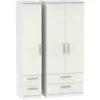 Knightsbridge 3-Door Wardrobe with Drawers - Cashmere, Matt