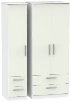 Knightsbridge 3-Door Wardrobe with Drawers - Cashmere, Matt
