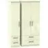Knightsbridge 3-Door Wardrobe with Drawers - Cream, Gloss