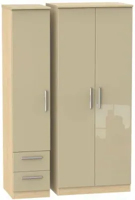 Knightsbridge 3-Door Wardrobe with Drawers - Mushroom, Oak