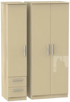 Knightsbridge 3-Door Wardrobe with Drawers - Mushroom