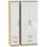 Knightsbridge 3 Door Wardrobe with Drawers - White, Light Oak