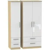 Knightsbridge 3-Door Wardrobe with Drawers - White, Oak