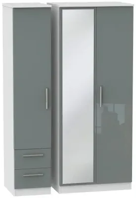 Knightsbridge 3-Door Wardrobe with Mirror and Drawers - Grey