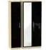 Knightsbridge 3 Door Wardrobe with Mirror - Black, Oak