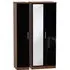 Knightsbridge 3-Door Wardrobe with Mirror - Black, Walnut