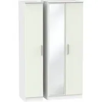 Knightsbridge 3-Door Wardrobe with Mirror - Cashmere, White