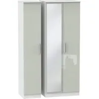 Knightsbridge 3-Door Wardrobe with Mirror - Cashmere, White
