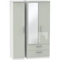 Knightsbridge 3-Door Wardrobe with Mirror - Cashmere, White