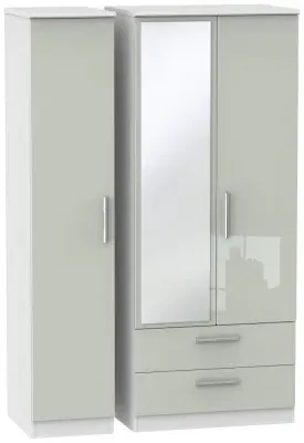 Knightsbridge 3-Door Wardrobe with Mirror - Cashmere, White
