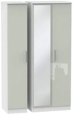 Knightsbridge 3-Door Wardrobe with Mirror - Cashmere, White