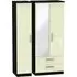 Knightsbridge 3-Door Wardrobe with Mirror - Cream, Black