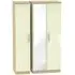Knightsbridge 3 Door Wardrobe with Mirror - Cream, Oak