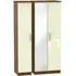 Knightsbridge 3-Door Wardrobe with Mirror - Cream, Walnut