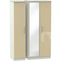 Knightsbridge 3-Door Wardrobe with Mirror - Mushroom, Cashmere