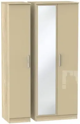 Knightsbridge 3-Door Wardrobe with Mirror - Mushroom, Oak
