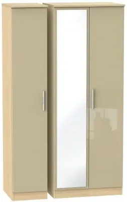 Knightsbridge 3-Door Wardrobe with Mirror - Mushroom, Oak