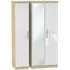 Knightsbridge 3 Door Wardrobe with Mirror - White, Oak