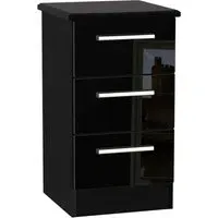 Knightsbridge 3 Drawer Bedside Cabinet - Black