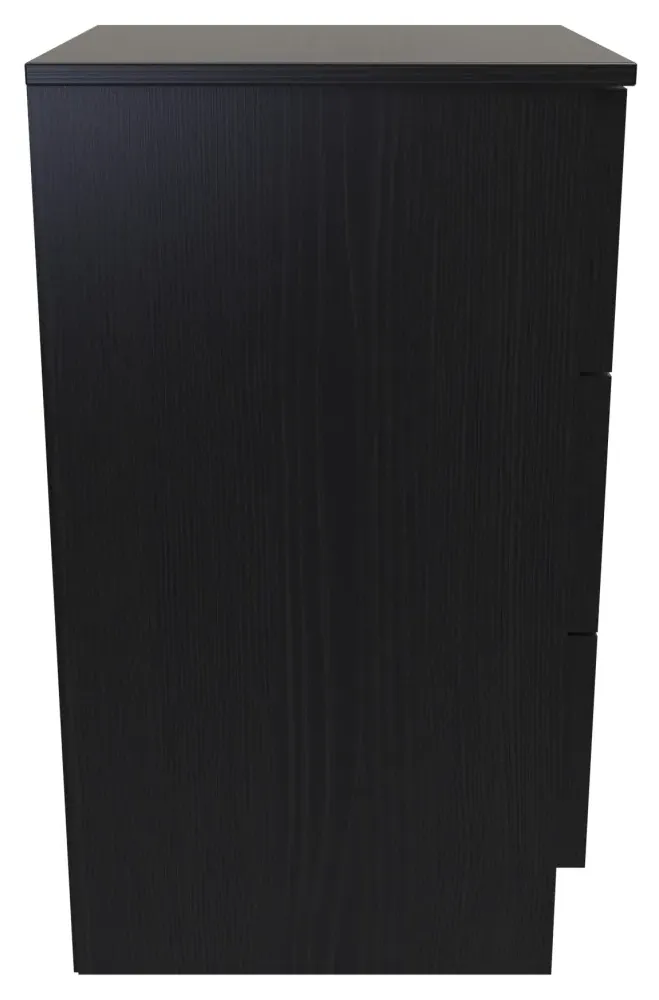 Knightsbridge 3 Drawer Bedside Cabinet - Black Ash, Rattan