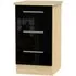 Knightsbridge 3 Drawer Bedside Cabinet - Black, Oak