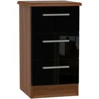 Knightsbridge 3 Drawer Bedside Cabinet - Black, Walnut
