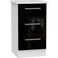Knightsbridge 3 Drawer Bedside Cabinet - Black, White