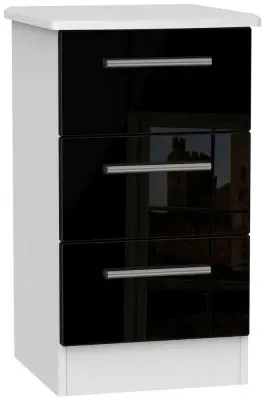 Knightsbridge 3 Drawer Bedside Cabinet - Black, White