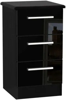 Knightsbridge 3 Drawer Bedside Cabinet - Black image