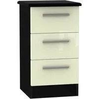 Knightsbridge 3 Drawer Bedside Cabinet - Cream
